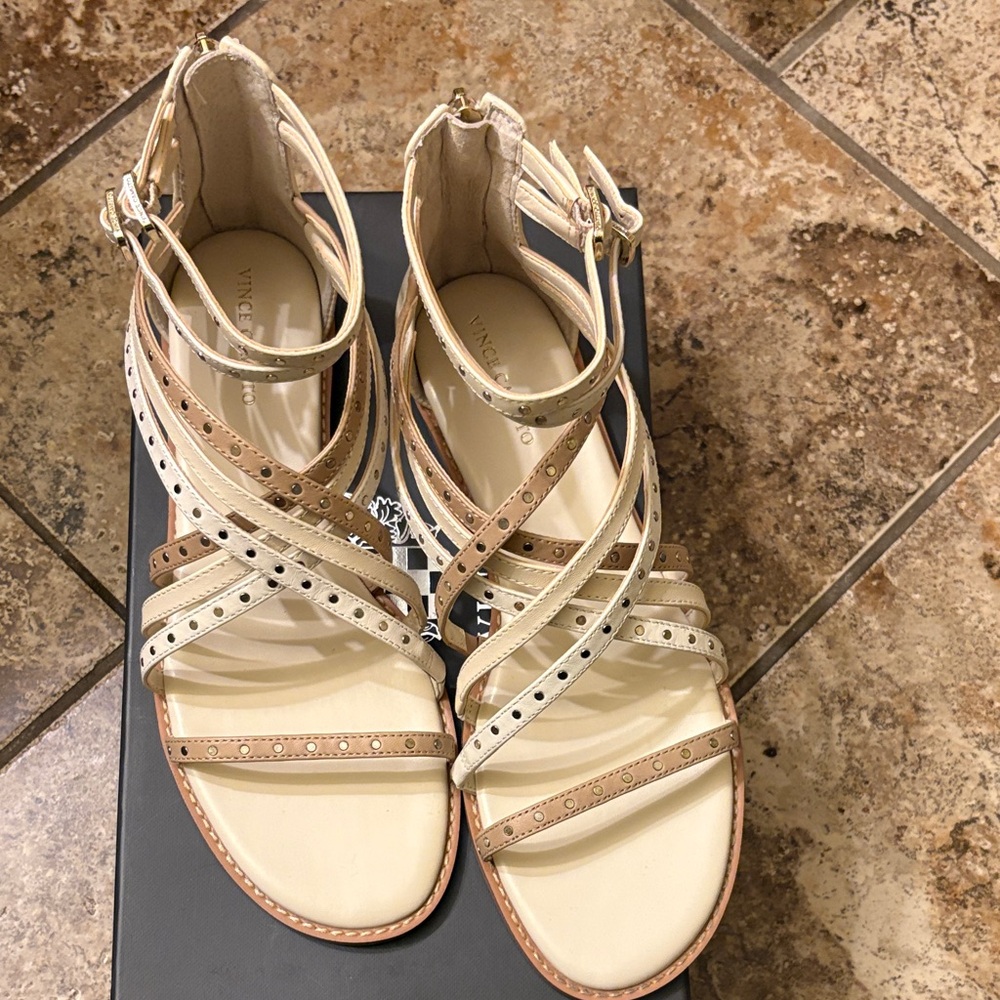 Vince Camuto Cream and Tan Gladiator Sandals